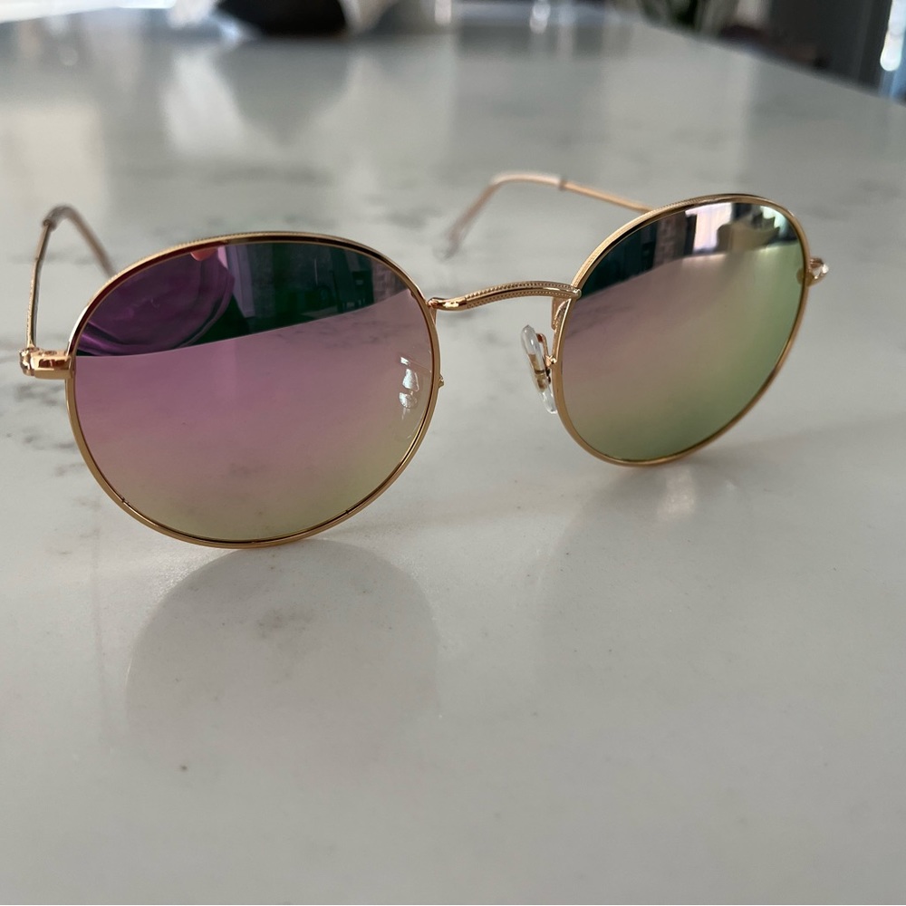 Gold Frame Flash Mirror Sunglasses